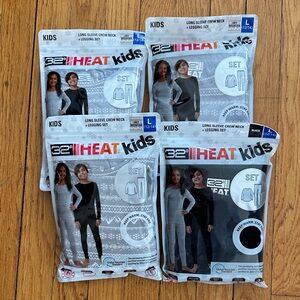 4 packages of 32 Degrees Kids Thermal Set in Black and Gray SIZE 12/14 Large